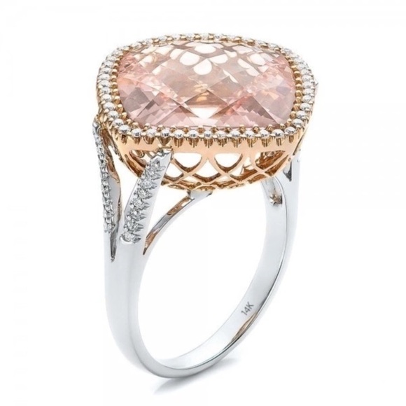 Stunning!! Morganite Rose Gold Statement Ring - Picture 3 of 8